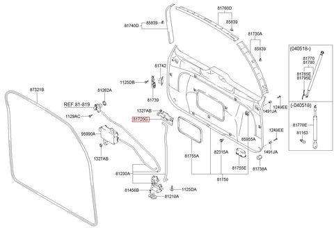 HANDLE ASSY-TAIL GATE 81720-25020 (Original, New)