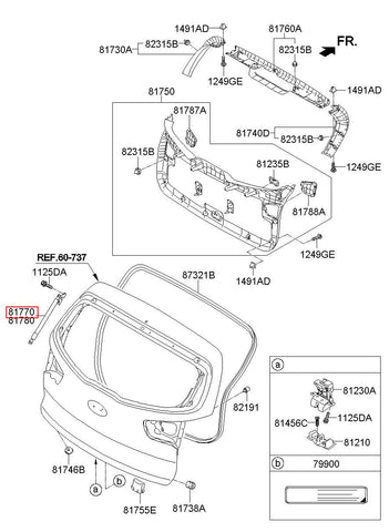 LIFTER ASSY-TAIL GATE LH 81770-3W000 (Original, New)