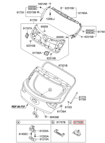 HANDLE ASSY-TAIL GATE O/S 81260-A5000 (Original, New)