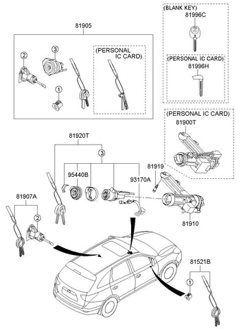 BODY & SWITCH ASSY-STRG & IGN 81910-3J020 819103J020 81910 3J020