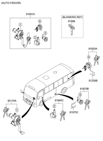 LOCK ASSY-STEERING & IGNITION <br>93110-5KC00, <br>931105KC00, <br>93110 5KC00 <br>(Original, New)