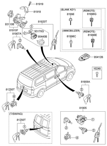 BODY ASSY-STRG & IGN LOCK 81910-4H000 819104H000 81910 4H000