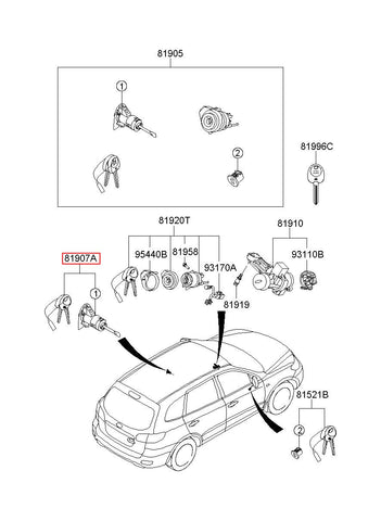 LOCK ASSY-FRT DOOR,LH 81970-2BA00 (Original, New)