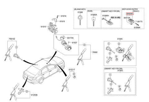 TX ASSY-KEYLESS ENTRY 95430-D3010 (Original, New)