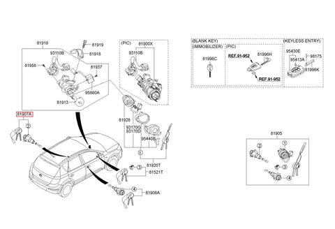 LOCK ASSY-FRT DOOR,LH 81970-2LA00 (Original, New)