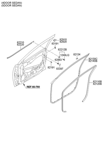 W/STRIP ASSY-FR DR BELT O/S RH <br>82220-1M000, <br>822201M000, <br>82220 1M000 <br>(Original, New)