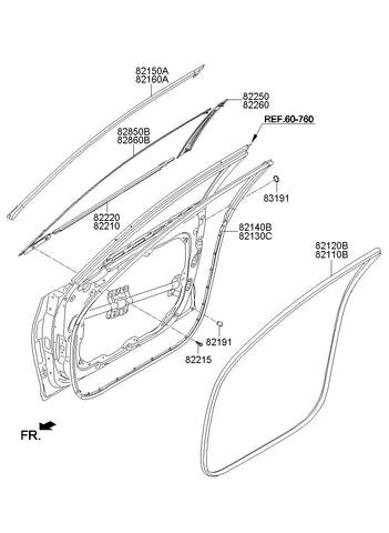 W/STRIP ASSY-FR DR SIDE RH <br>82140-B1000, <br>82140B1000, <br>82140 B1000 <br>(Original, New)