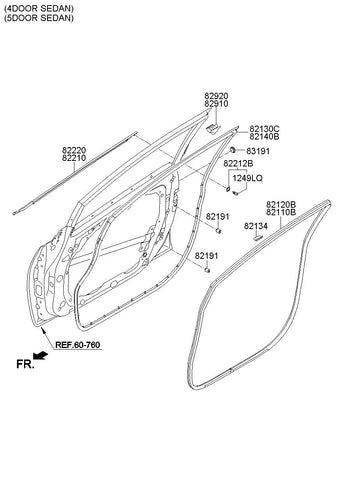 W/STRIP ASSY-FR DR BELT O/S RH <br>82220-A7201, <br>82220A7201, <br>82220 A7201 <br>(Original, New)