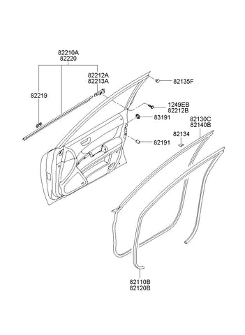 W/STRIP-FR DR BODY SIDE RH <br>82120-3K000HZ, <br>821203K000HZ, <br>82120 3K000HZ <br>(Original, New)