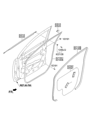 W/STRIP ASSY-FR DR BELT O/S RH <br>82220-3W010, <br>822203W010, <br>82220 3W010 <br>(Original, New)