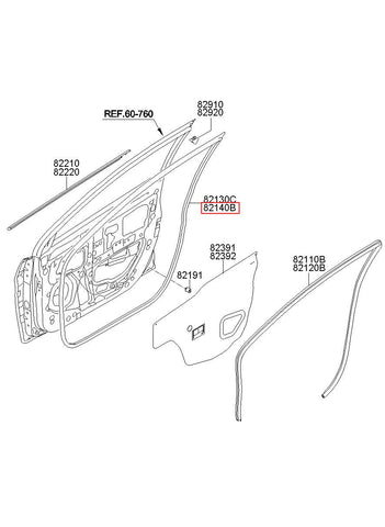 W/STRIP ASSY-FR DR SIDE RH 82140-1R000 (Original, New)