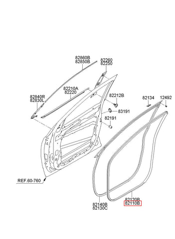 W/STRIP-FR DR BODY SIDE LH 82110-3J000WK (Original, New)