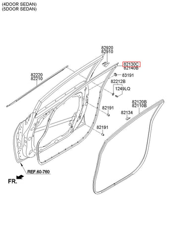 W/STRIP ASSY-FR DR SIDE LH 82130-A7000 (Original, New)