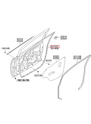 W/STRIP ASSY-FR DR SIDE LH 82130-1W000 (Original, New)