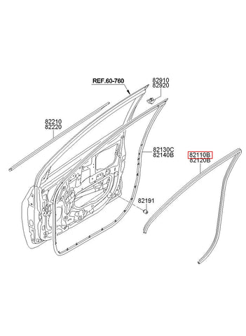 W/STRIP-FR DR BODY SIDE LH 82110-1Y000 (Original, New)