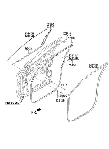 W/STRIP ASSY-FR DR SIDE RH 82140-2W000 (Original, New)