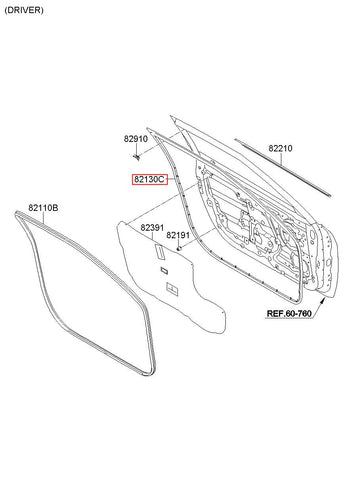W/STRIP ASSY-FR DR SIDE LH 82130-2V000 (Original, New)