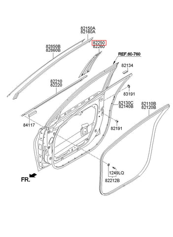 GARNISH ASSY-DR FRAME LH 82250-3V000GU (Original, New)