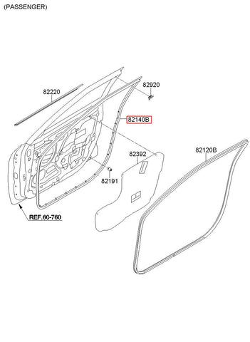 W/STRIP ASSY-FR DR SIDE RH 82140-2V000 (Original, New)
