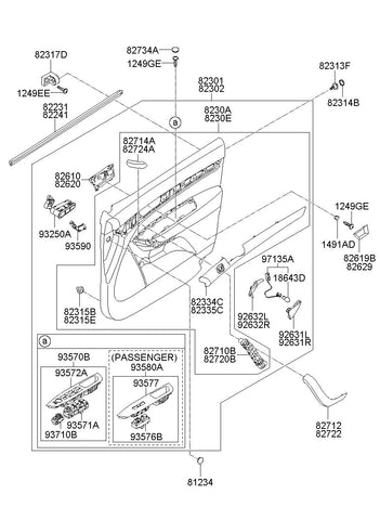 GARNISH ASSY-FR DR TRIM UPR LH <br>82332-2P020BB8, <br>823322P020BB8, <br>82332 2P020BB8 <br>(Original, New)