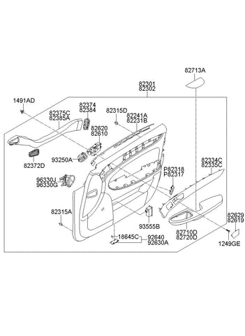 GARNISH ASSY-FR DR TRIM UPR LH <br>82332-3M061Y2, <br>823323M061Y2, <br>82332 3M061Y2 <br>(Original, New)