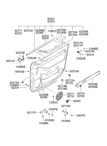 GARNISH-FR DR CTR TRIM LH <br>82334-39020YA, <br>8233439020YA, <br>82334 39020YA <br>(Original, New)