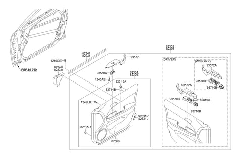 BEZEL-POWER WINDOW ASSIST <br>93577-2L900WK, <br>935772L900WK, <br>93577 2L900WK <br>(Original, New)