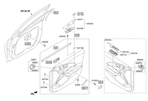 HANDLE ASSY-FRONT DOOR INSIDELH <br>82610-3V000CR, <br>826103V000CR, <br>82610 3V000CR <br>(Original, New)