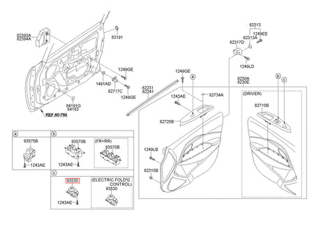 SWITCH ASSY-MIRROR REM CONT 93530-1W100 (Original, New)