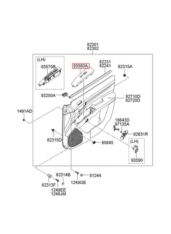 SWITCH ASSY-P/WDO SUB 93575-2B000S4 (Original, New)