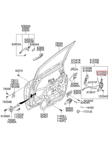 LATCH & ACTUATOR-DR,RH 81321-1D020 (Original, New)