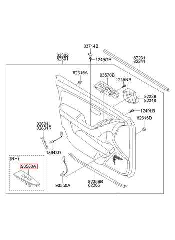 SWITCH ASSY-P/WDO SUB 93575-2H0009P (Original, New)