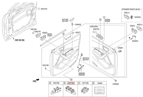 SWITCH ASSY-POWER WINDOW,MAIN 93570-2W020 (Original, New)