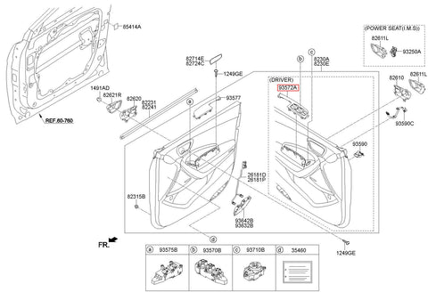 BEZEL-POWER WINDOW MAIN 93572-2W000RYN (Original, New)