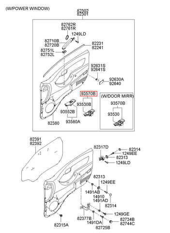 SWITCH ASSY-P/WDO MAIN 93570-4F001MP (Original, New)