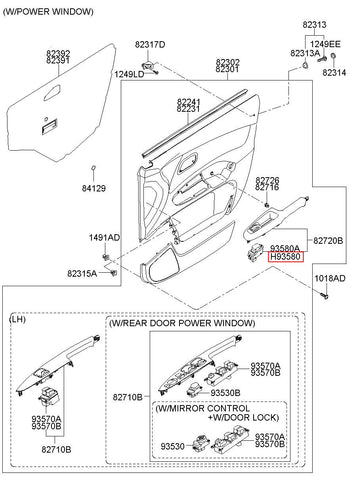 SW ASSY-P/WINDOW SUB 93581-1G001 (Original, New)