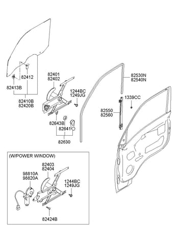 REGULATOR ASSY-FR DR WDO RH [ORIGINAL] 82402-4F010 824024F010 82402 4F010