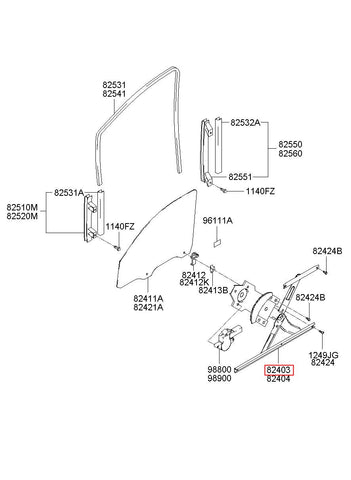 REGULATOR ASSY-FR DR P/WDO LH 82403-17010 (Original, New)