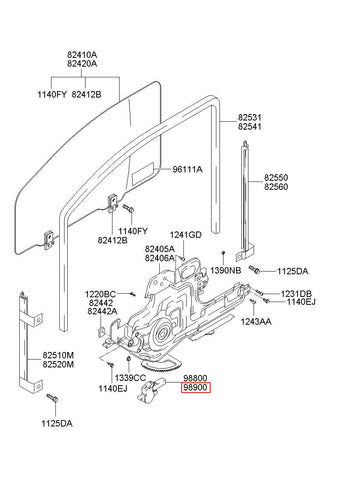 MOTOR ASSY-P/WDO REG RH 82460-3A001 (Original, New)