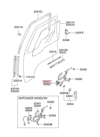 REGULATOR ASSY-FR DR WDO LH 82405-43005 (Original, New)