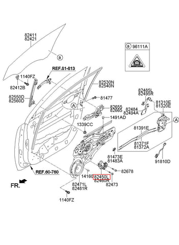 MOTOR ASSY-FR P/WDW.LH 82450-3W010 (Original, New)