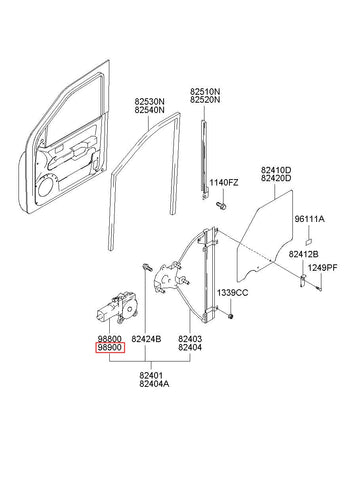 MOTOR ASSY-P/WDO REG RH 82460-H1000 (Original, New)