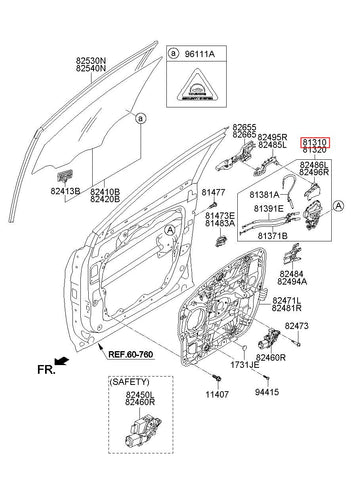 LATCH ASSY-FR DR LH 81310-2W010 (Original, New)