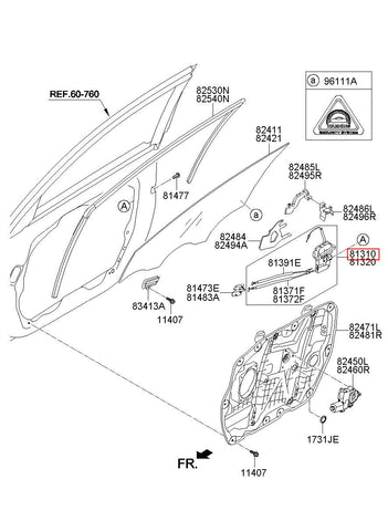 LATCH ASSY-FR DR LH 81310-3V000 (Original, New)