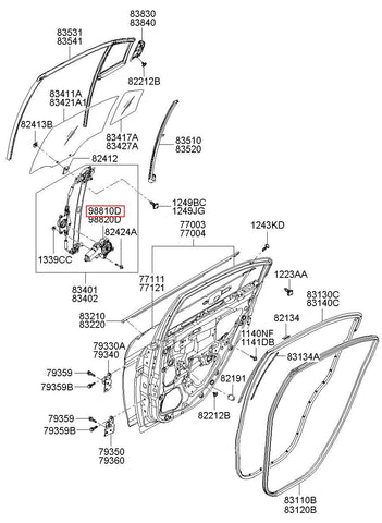 MOTOR ASSY-REAR DR PWR REG,LH 83450-D3000 (Original, New)