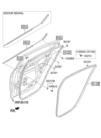 W/STRIP ASSY-RR DR BELT O/S LH <br>83210-A7000, <br>83210A7000, <br>83210 A7000 <br>(Original, New)