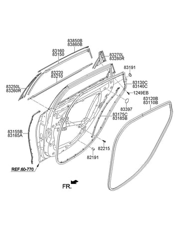 W/STRIP-RR DR PARTING,RH <br>83165-B1000, <br>83165B1000, <br>83165 B1000 <br>(Original, New)