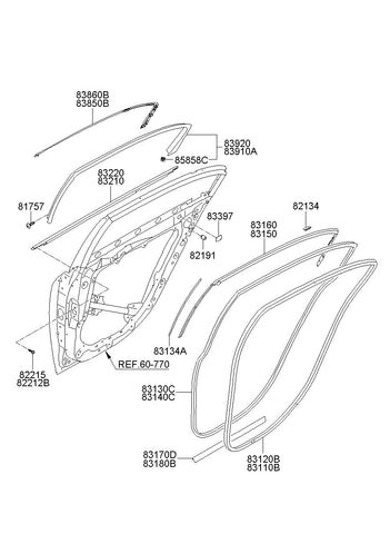 W/STRIP ASSY-RR DR SIDE LH <br>83130-3M000, <br>831303M000, <br>83130 3M000 <br>(Original, New)