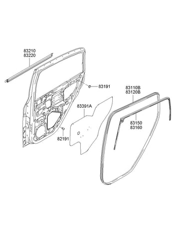 W/STRIP-RR DR BODY SIDE LH <br>83110-1C000, <br>831101C000, <br>83110 1C000 <br>(Original, New)