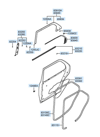 GARNISH ASSY-RR DR FRAME RH <br>83260-3B001, <br>832603B001, <br>83260 3B001 <br>(Original, New)